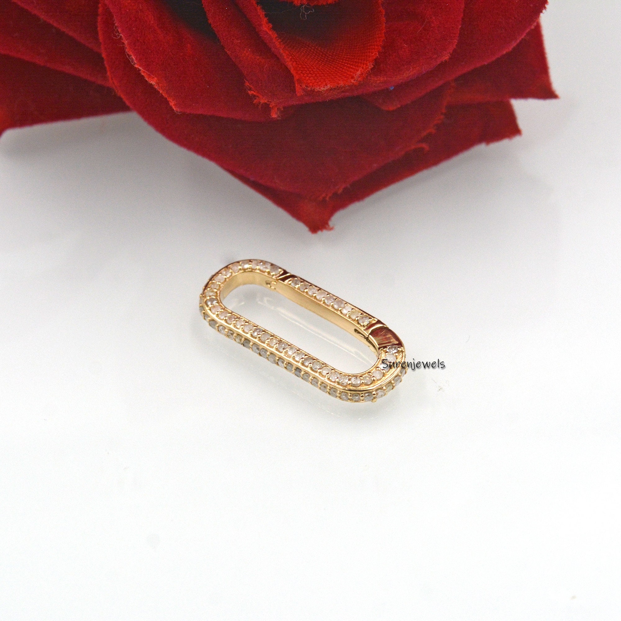14K Yellow Gold Diamond Enhancer Clasp Lock - View 6 - Suren Jewels | SKU: SJP443-SLYGTQ