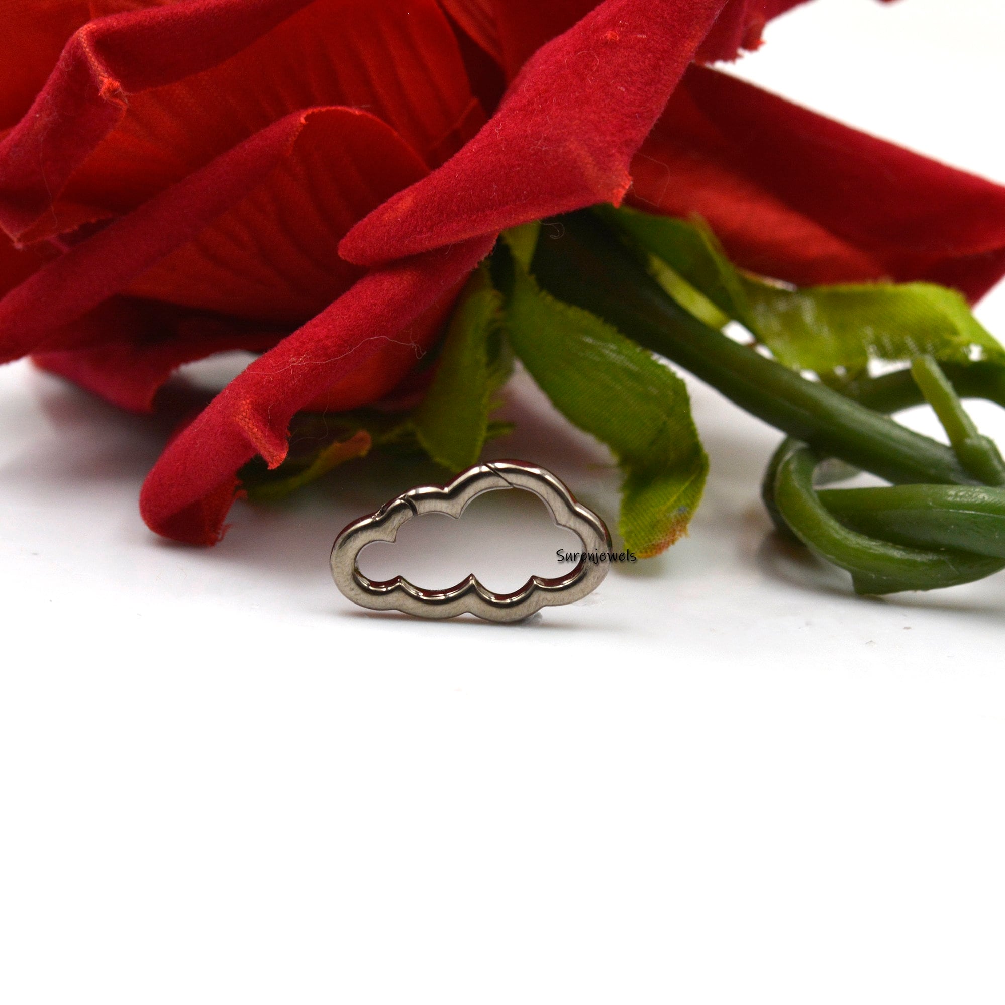 14k Gold Cloud Charm Enhancer: Solid Gold Pendant Holder - View 6 - Suren Jewels | SKU: SJP1148-SLRH