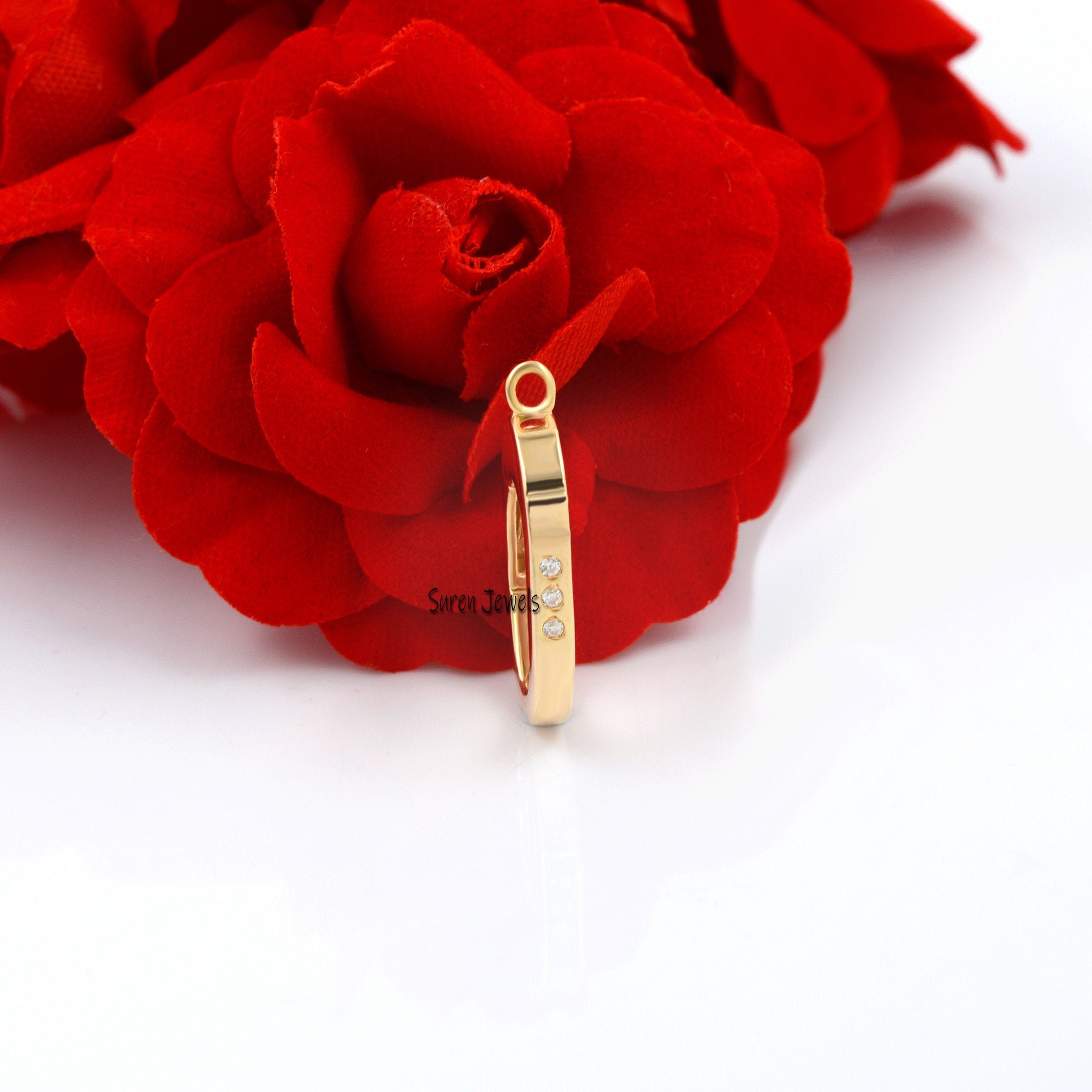 Diamond Oval Charm Lock: Pave Charm Holder Pendant - View 2 - Suren Jewels | SKU: SJP779-