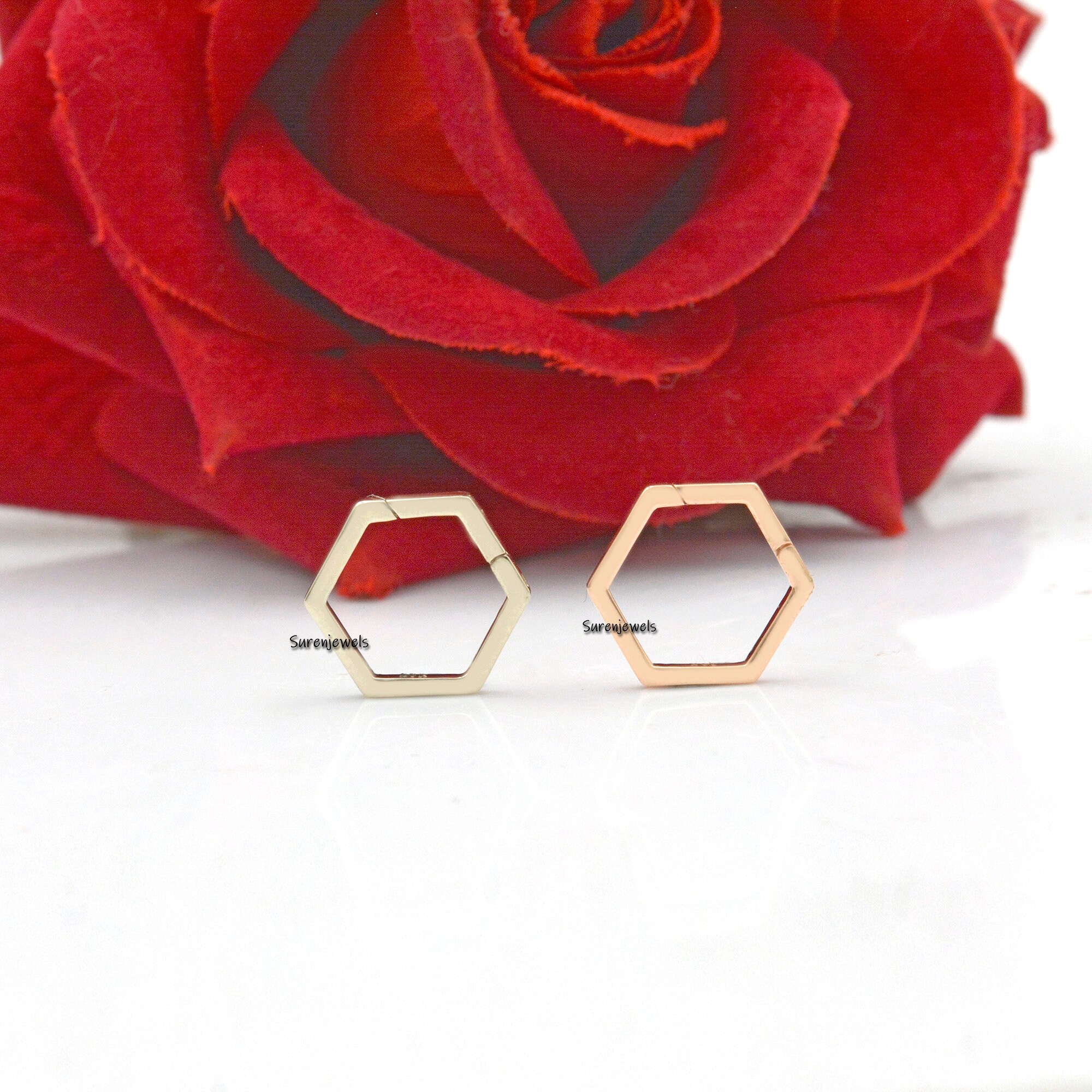 14k Gold Hexagon Charm Enhancer: Multi-Charm Holder - View 4 - Suren Jewels | SKU: SJP449-14KYG