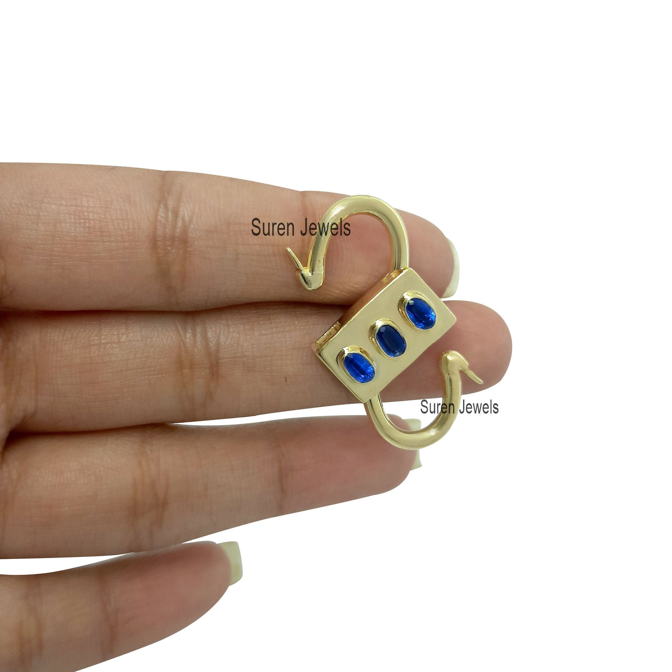 14K Gold Vermeil Heart Padlock: Handmade Turquoise Jewelry - View 4 - Suren Jewels | SKU: SJP31-SLYGKT