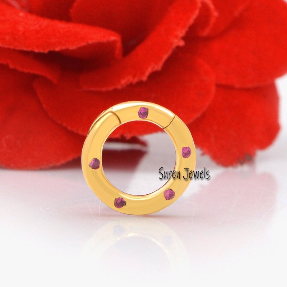 14K Gold Charm Enhancer with Pink Sapphire - View 4 - Suren Jewels | SKU: SJP482-14KYGPSP-10M