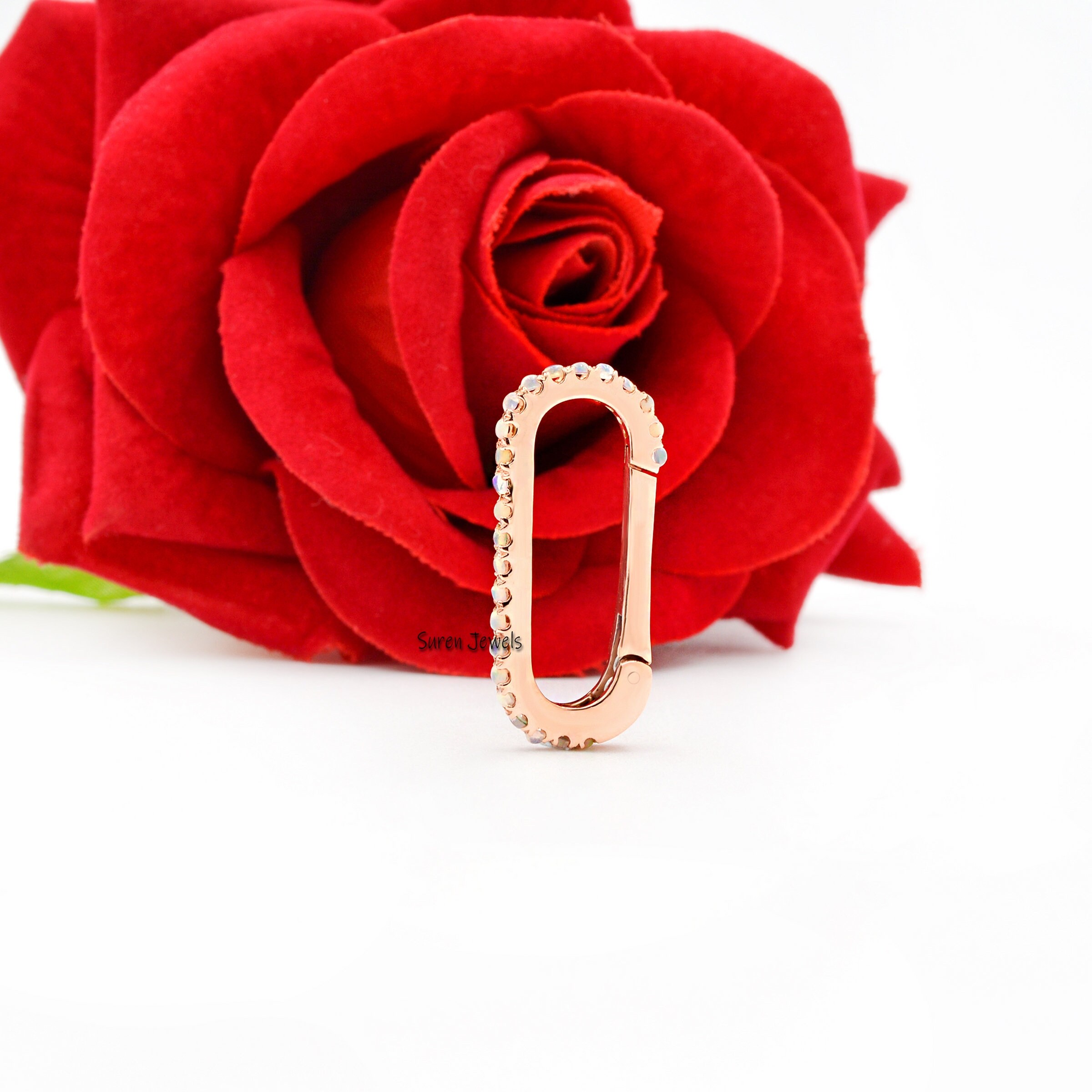 14k Gold Diamond Enhancer Link Lock: Pave Ruby Openable Clasp - View 6 - Suren Jewels | SKU: SJP228-14KYGTQ