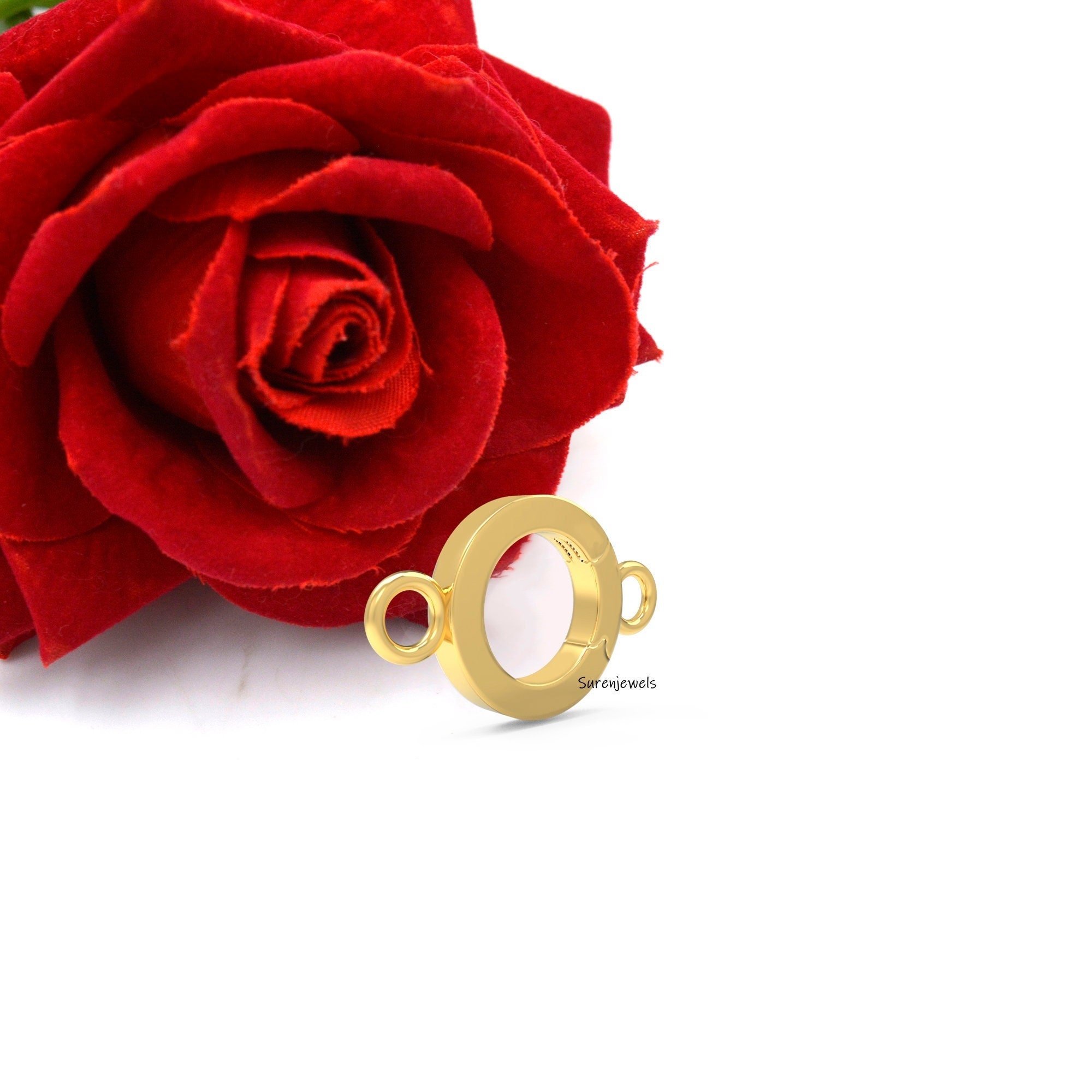 9K Gold Charm Enhancer Lock: Necklace Clasp Finding (10x15 mm) - View 4 - Suren Jewels | SKU: SJF257-SLYG