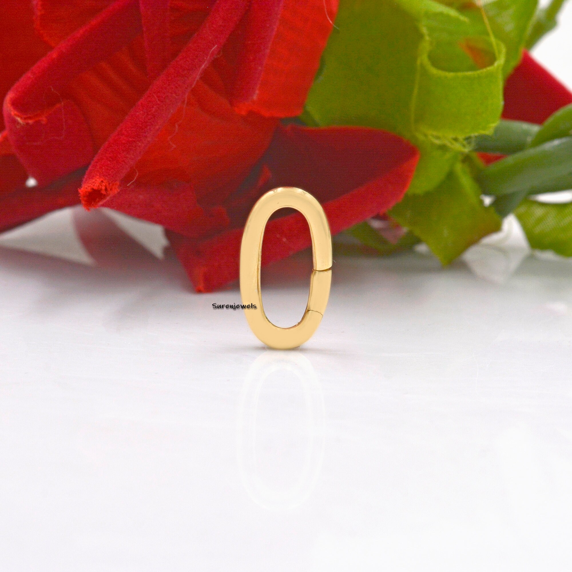 14k Gold Oval Charm Clip: High Polish Bail Connector - View 3 - Suren Jewels | SKU: SJP75-SLYG-N47-18I-925