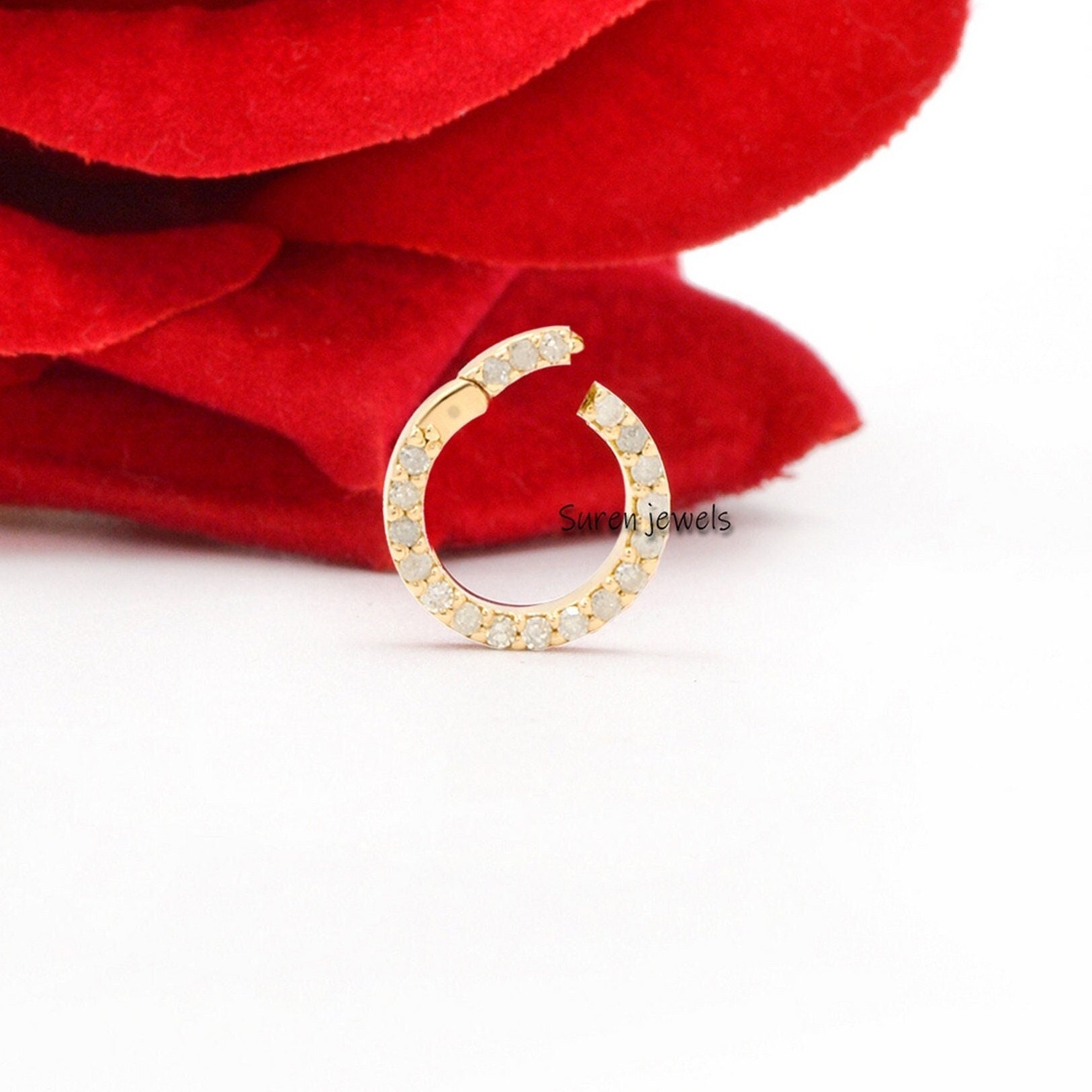 14K Yellow Gold Enhancer Clasp: Ruby & Blue Sapphire Jewelry Lock - Suren Jewels | SKU: SJP570-14KWGDI-12M