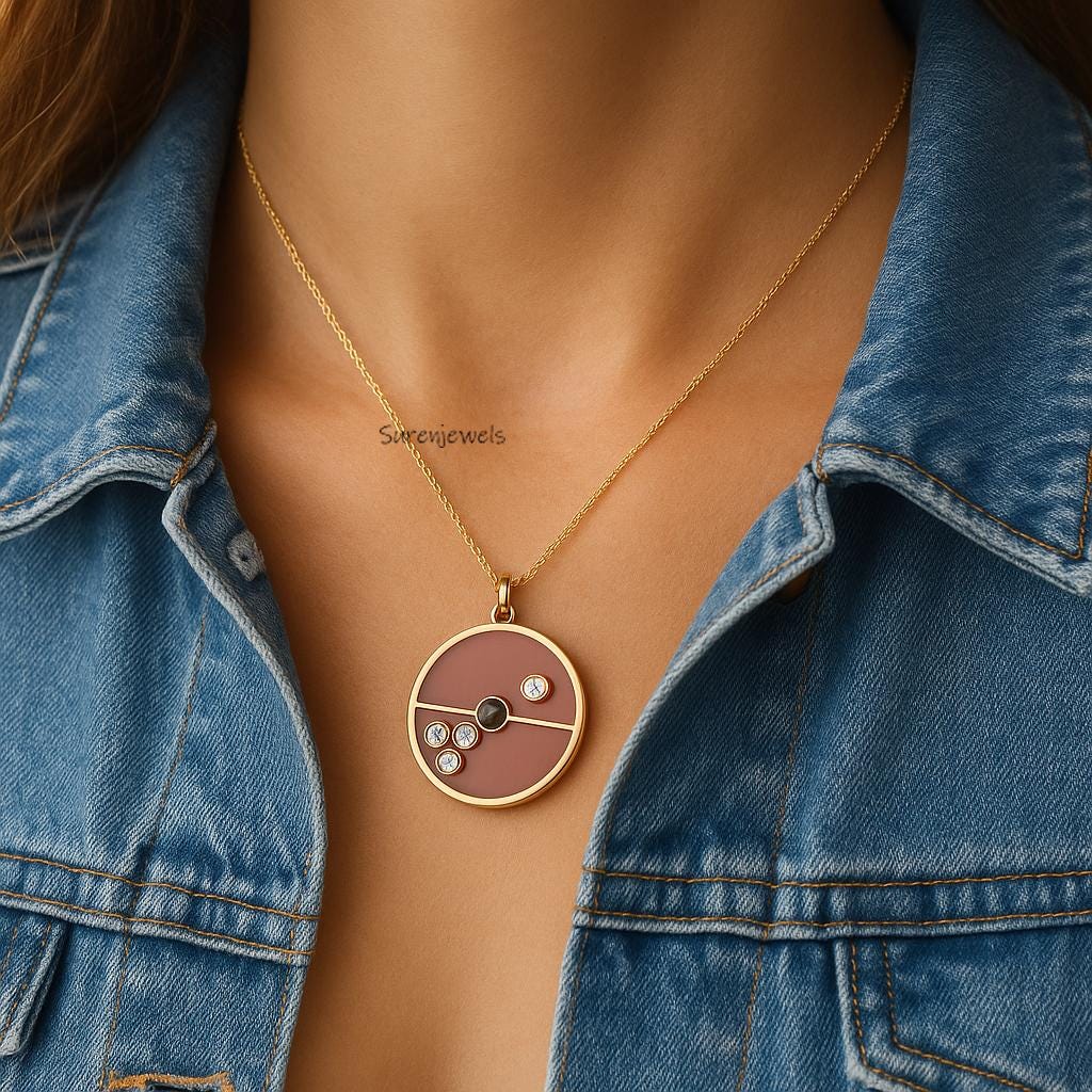 Handmade Gemstone Compass Pendant, Designer Style - View 5 - Suren Jewels | SKU: SJP4859-SLYGBOMG-25M
