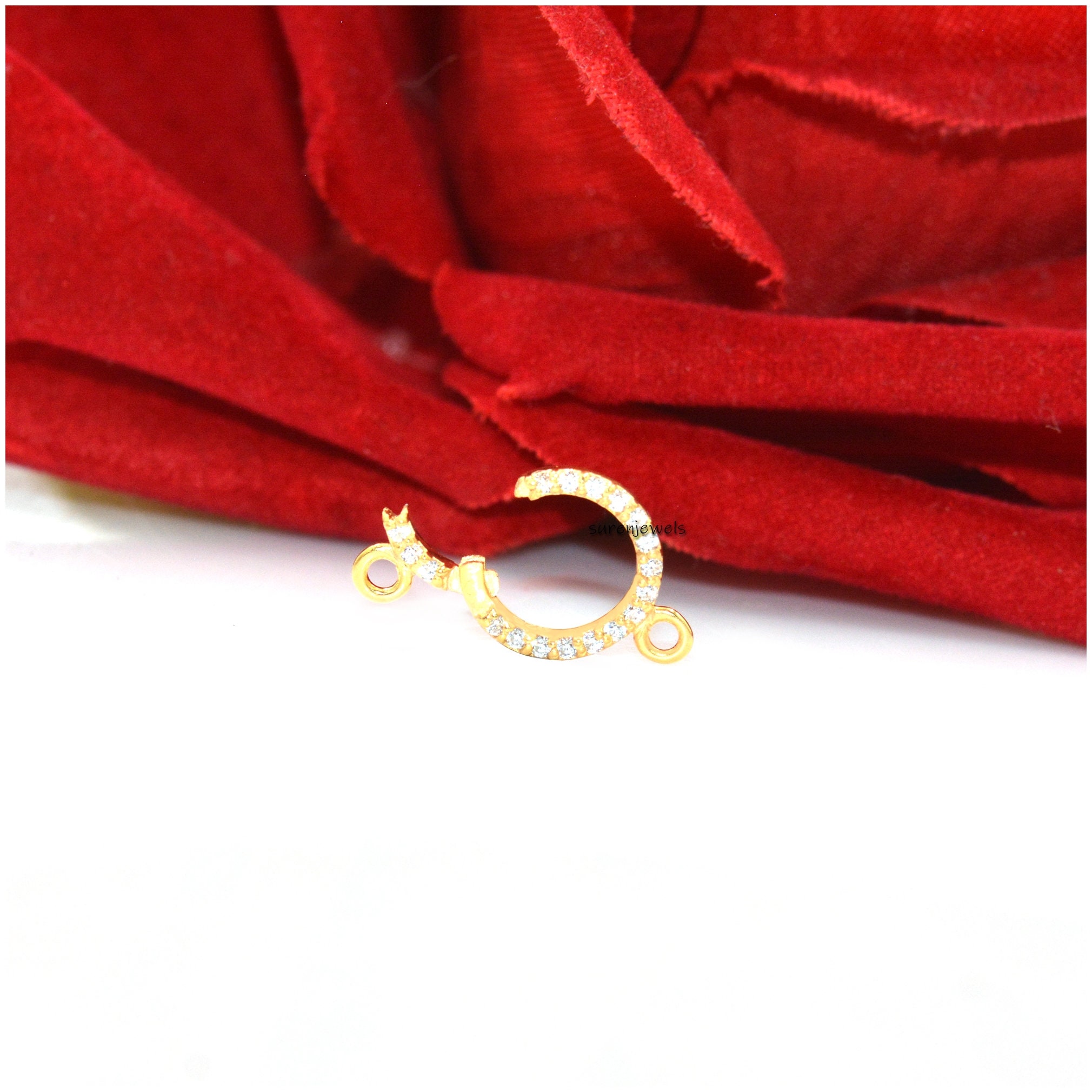 14k Gold Diamond Circle Charm Holder: Enhancer Connector - View 4 - Suren Jewels | SKU: SJF257-SLYGDI