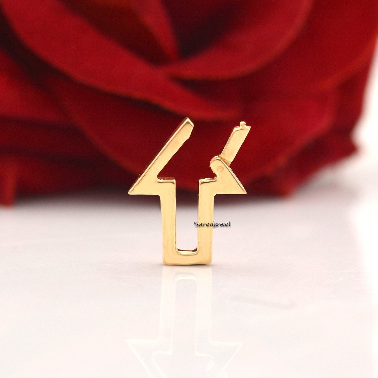 14K Solid Gold Charm Pendant Enhancer Lock - Charm Holder (19mm) - Suren Jewels | SKU: SJP962-SLYG-19M