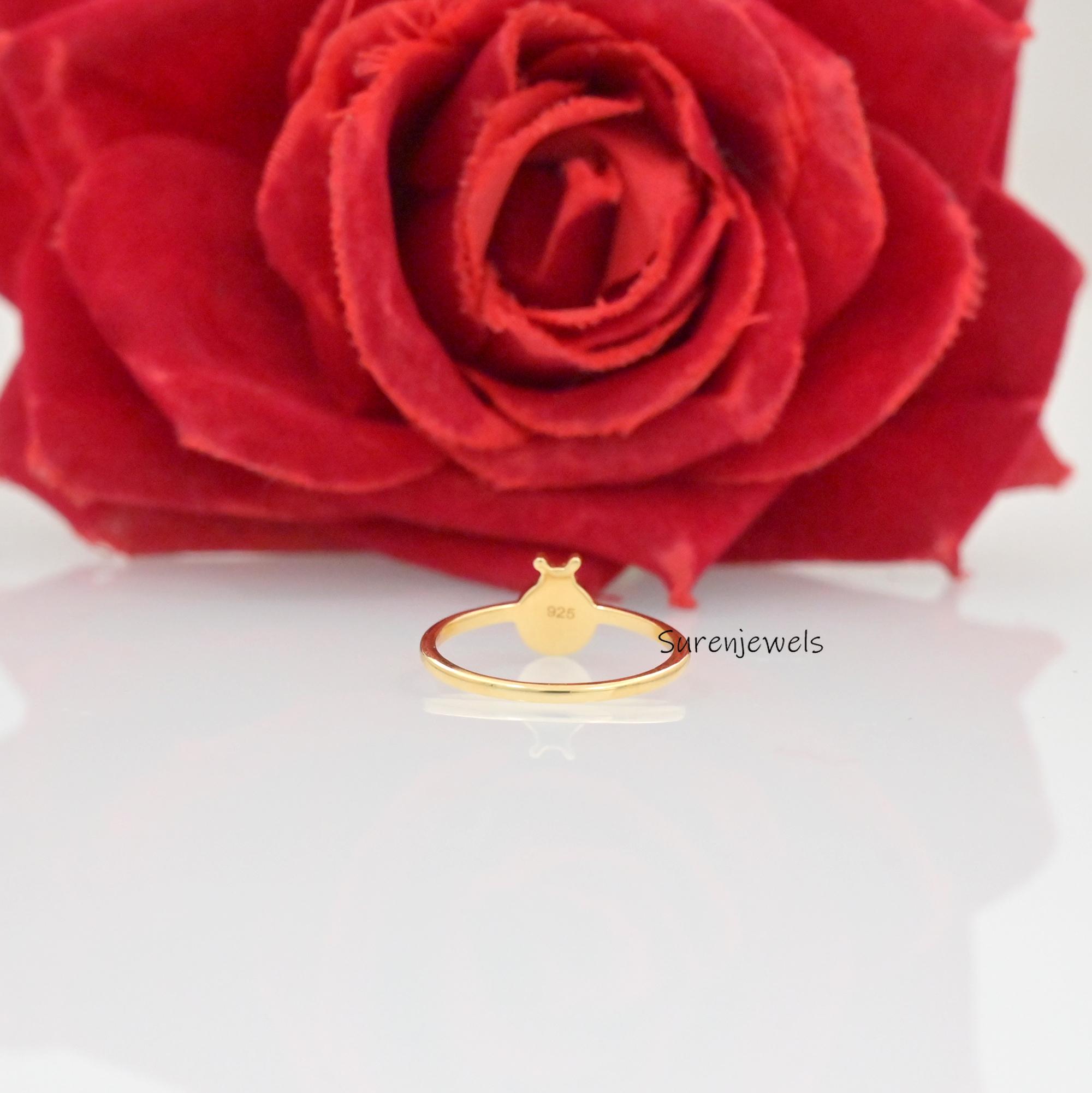 14k Gold Ladybug Ring: Dainty Handmade Animal Jewelry - View 3 - Suren Jewels | SKU: SJR2897-SLYGBKCZ-US-7
