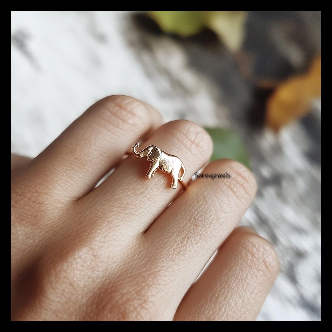14k Gold Elephant Ring: Dainty Animal Jewelry - View 3 - Suren Jewels | SKU: SJR3230-SLNS-US-7.5,SJR2938-SLRGCZ-US-7,SJR3021-