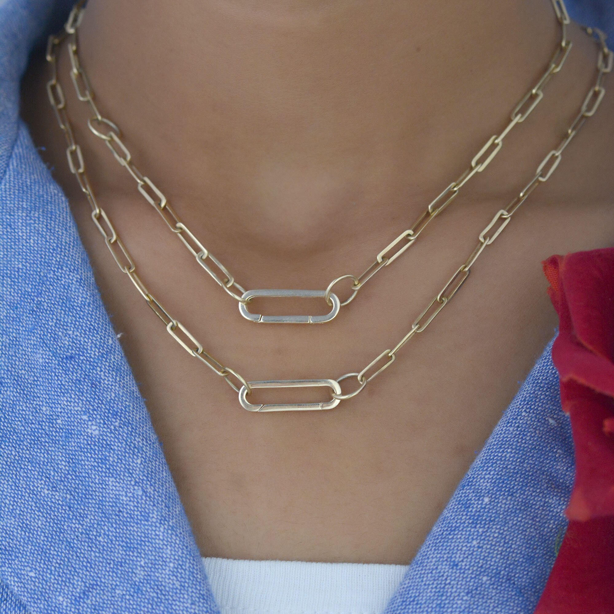 14K Solid Gold Charm Enhancer Connector: Silver Charm Holder Pendant - View 2 - Suren Jewels | SKU: SJP680-14KYG-22M