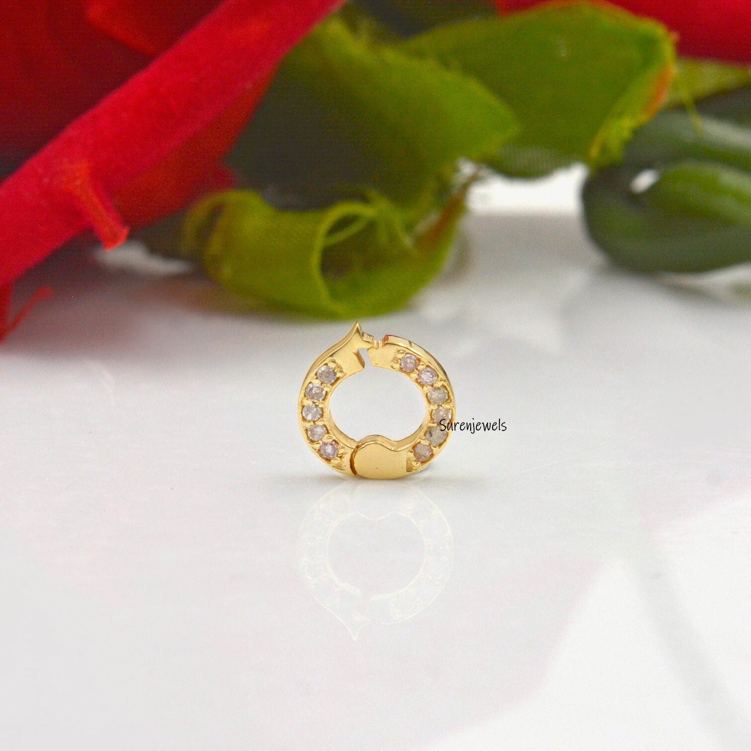 925 Silver Diamond Enhancer Lock Charm: Handmade Necklace Jewelry - View 5 - Suren Jewels | SKU: SJP943-SLYGDI