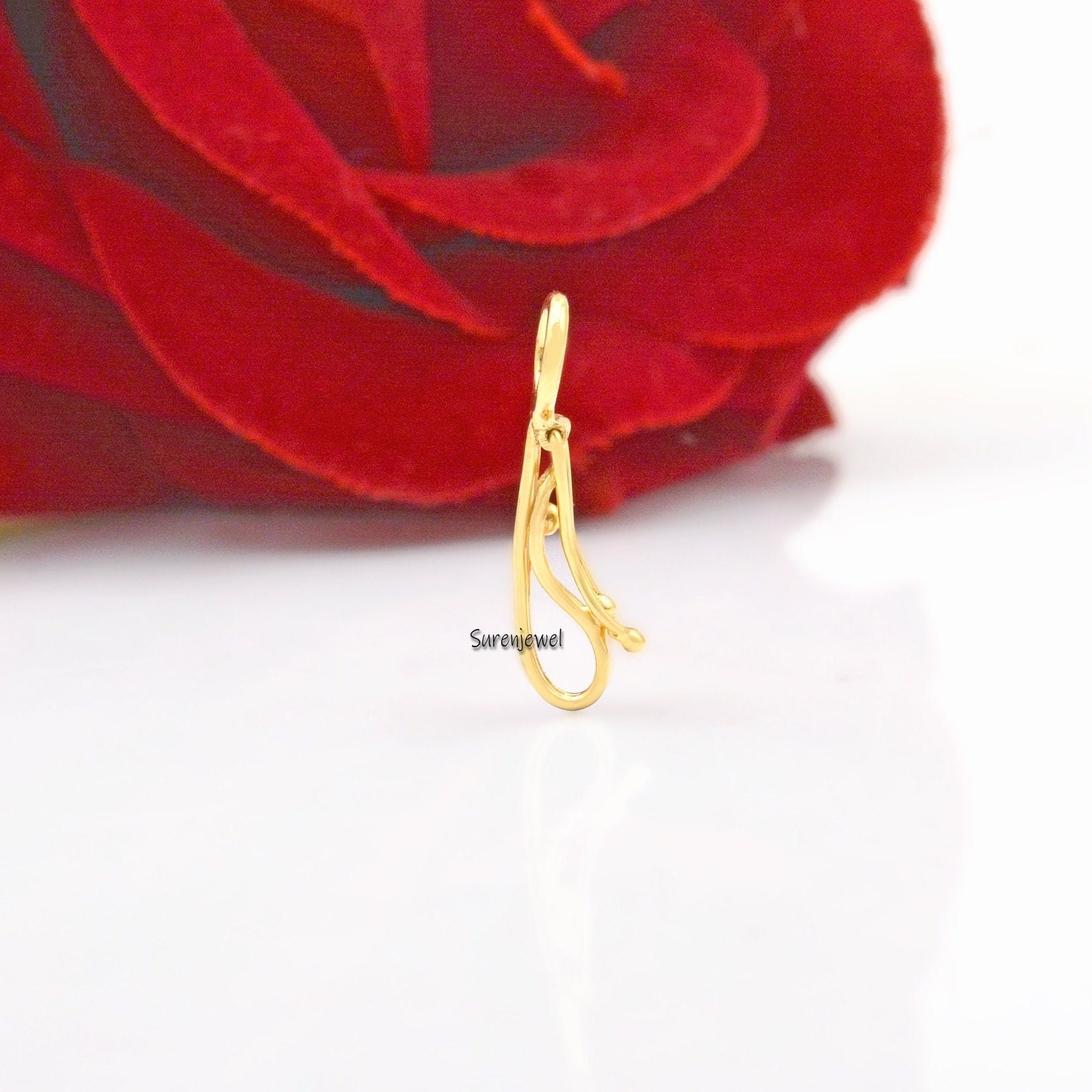 14k Solid Gold Multi Charm Pendant Enhancer: Carabiner Lock Connector - View 6 - Suren Jewels | SKU: SJF213-SLYG
