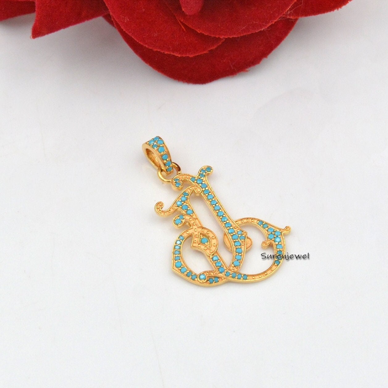 Sterling Silver Pave Diamond Monogram Pendant - Custom Alphabet Jewelry - View 2 - Suren Jewels | SKU: SJP540-SLYGDI-MO-N41-1