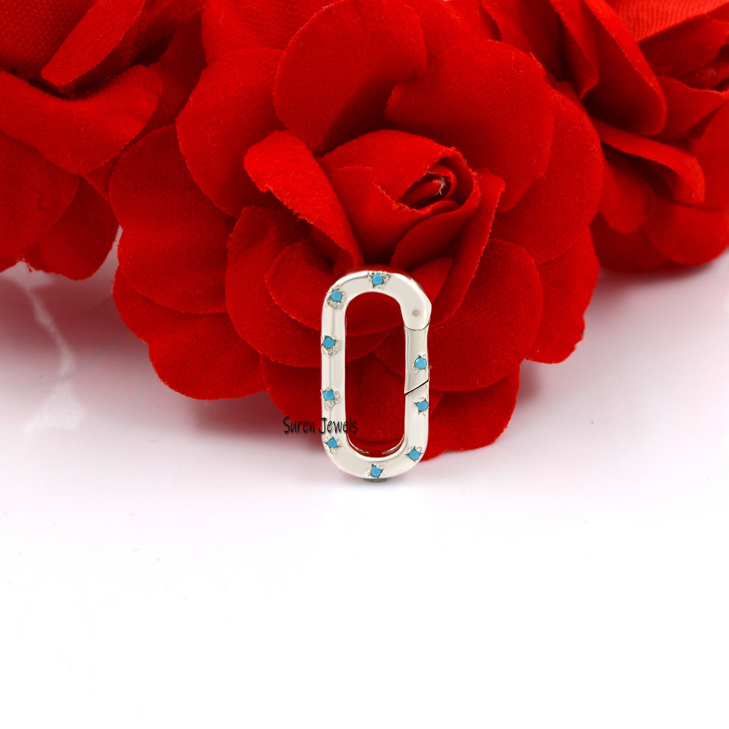 14k Solid Gold Diamond Enhancer: Pave Diamond Charm Holder Lock - View 3 - Suren Jewels | SKU: SJP807-