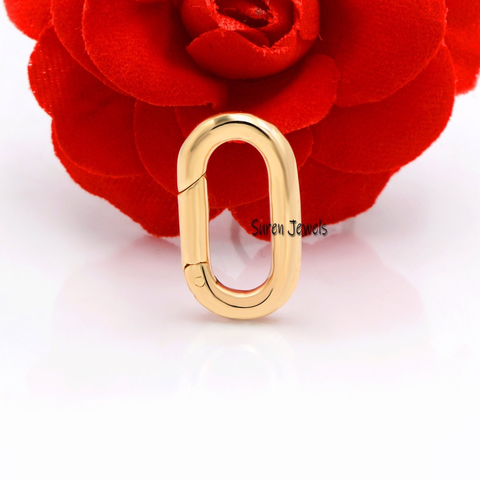 925 Silver Oval Push Clasp: Handmade Jewelry Enhancer (19*11 MM) - View 2 - Suren Jewels | SKU: SJP74-SLNS