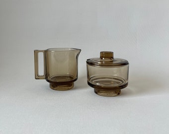 Vintage Milch-Zucker-Set von Joe Colombo für 'Arno' Rauchglas