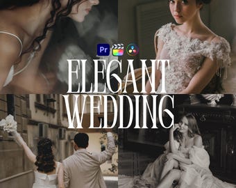 Elegant Wedding LUTs for Adobe Premiere Pro, 10 Video Luts, Dark Moody Classic Tones, Vintage Bridal Aesthetic, Wedding Video Editing LUTs