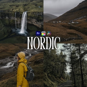 Nordic Nature LUTs for Adobe Premiere Pro, 10 Travel Landscape Luts, Iceland, Scandinavian, Moody Outdoor Cinematic Video Editing Presets