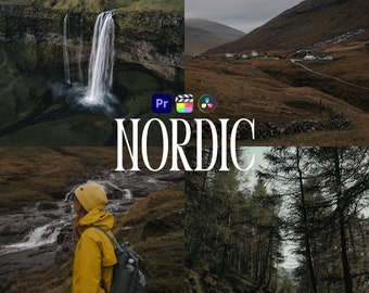 LUTs de naturaleza nórdica para Adobe Premiere Pro, 10 LUTs de paisajes de viaje, Islandia, Escandinavia, preajustes de edición de vídeo cinematográficos para exteriores con ambiente melancólico