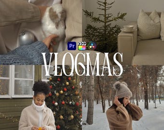 Vlogmas LUTs for Adobe Premiere Pro, 10 Video Luts, Soft Creamy Beige Winter Aesthetic, Christmas Vlog Filters, Youtube Video Editing Preset