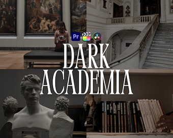 Dark Academia LUTs for Adobe Premiere Pro, 10 Video Luts, Dark Moody Gothic Aesthetic, Bookish Vlog Filters, Youtube Video Editing Presets