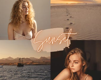 Sunset Lightroom Presets, 3 Mobile Presets, Soft Vibrant Golden Hour Aesthetic, Warm Moody Orange, Cinematic Tones, Summer Instagram Filter