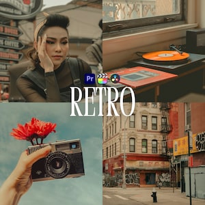 Retro Tones LUTs for Adobe Premiere Pro, 10 Video Luts, Vintage Aesthetic, Color Correction Luts, Cinematic Film Style Video Editing Presets
