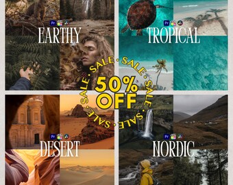 Nature LUT Bundle for Adobe Premiere Pro, 40 Video Luts, Final Cut Pro, Outdoors, Forest, Tropical Beach, Desert, Moody Nordic Landscapes