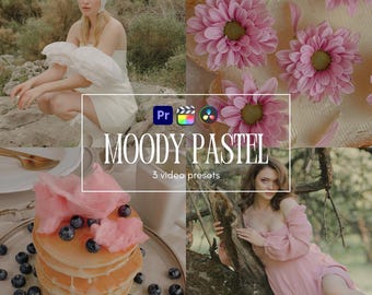 Moody Pastel LUTs for Adobe Premiere Pro, 3 Video Luts, Soft Aesthetic, Color Correction Luts, Spring Luts, Vlog Video Editing Presets