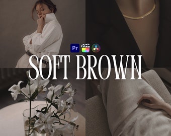 Soft Brown LUTs for Adobe Premiere Pro, 10 Vlog Luts, Soft Dark Moody Neutral Brown Aesthetic Video Filters, Youtube Video Editing Presets