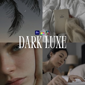 Dark Luxe LUTs for Adobe Premiere Pro, 10 Vlog Luts, Dark Moody Aesthetic Video Filters for Influencers, Vlog Youtube Video Editing Presets