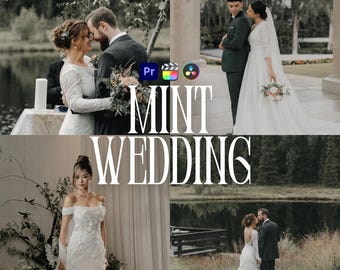 Mint Wedding LUTs for Adobe Premiere Pro, 10 Video Luts, Creamy Beige Soft Pastel Green, Natural Aesthetic, Moody Wedding Video Editing LUTs