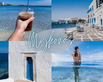 Mykonos Lightroom Presets, 3 Mobile Presets, Minimal Beach Aesthetic, Ocean Blue Tones, Sea, Greece, Mediterranean, Travel Instagram Filter
