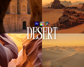 Desert LUTs for Adobe Premiere Pro, 10 Travel Nature Luts, Warm Golden Safari Sand Video LUT pack, Cinematic Video Editing Presets