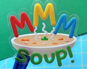 Zuppa MMM! Adesivo in vinile impermeabile trasparente lucido da 3" 3D Low Poly Zuppa Yum