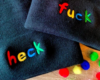 Profanity Fuck and Heck Soft Embroidered Beanie