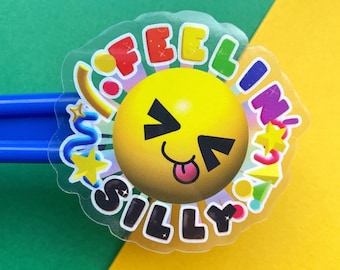 Feelin Silly Transparent Sticker - Clear Vinyl 3d Low Poly Sticker