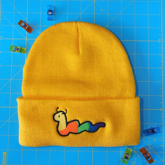 Beanie Baby Worm Inch The Inchworm Beanie Hat Embroidered Etsy