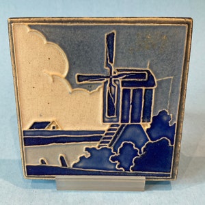 Westraven Utrecht Art Deco cloisonné tile from the 1930s - blue & white