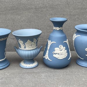 Wedgwood Blue jasperware - 4 different vases