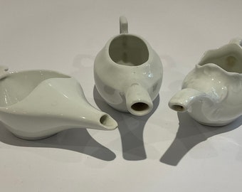 3 porcelain invalid pap feeder cups, German, late 19th century c1890