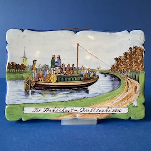 Westraven Utrecht handpainted polychrome wall plaque of a boat ca. 1930