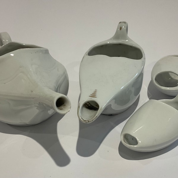 4 porcelain invalid pap feeder cups, German, late 19th century c1890