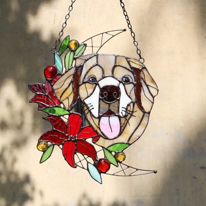 Aangepaste huisdierenportret Hond Kat Gebrandschilderd glas Suncatcher Decor muur en raamdecoratie Gepersonaliseerd cadeau-idee Op maat gemaakt portret van foto afbeelding 1