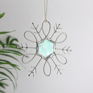 Snowflake stained glass Suncatchers snowflake Home decor Christmas tree decor Handmade The best gift for the holidays