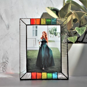 Photo frame stained glass Bright stylish rectangular shape Author's design handmade Photo frame "good mood" Home decor