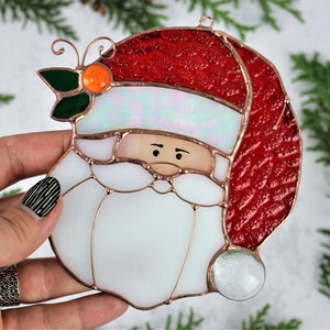 Weihnachtsmann Glasmalerei Suncatcher Wohnkultur Weihnachtsbaum Dekor Handgemacht Das beste Geschenk für die Feiertage