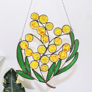 Stained glass mimosa Suncatcher decor wall and window decor Mothers day gift idea